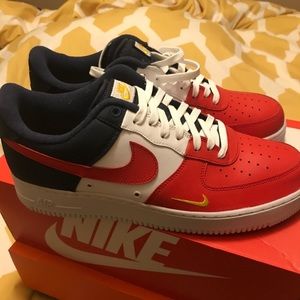 Men’s Red, White, & Blue Nike Air Forces